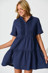 Navy Cotton Smock Dress from Vienna